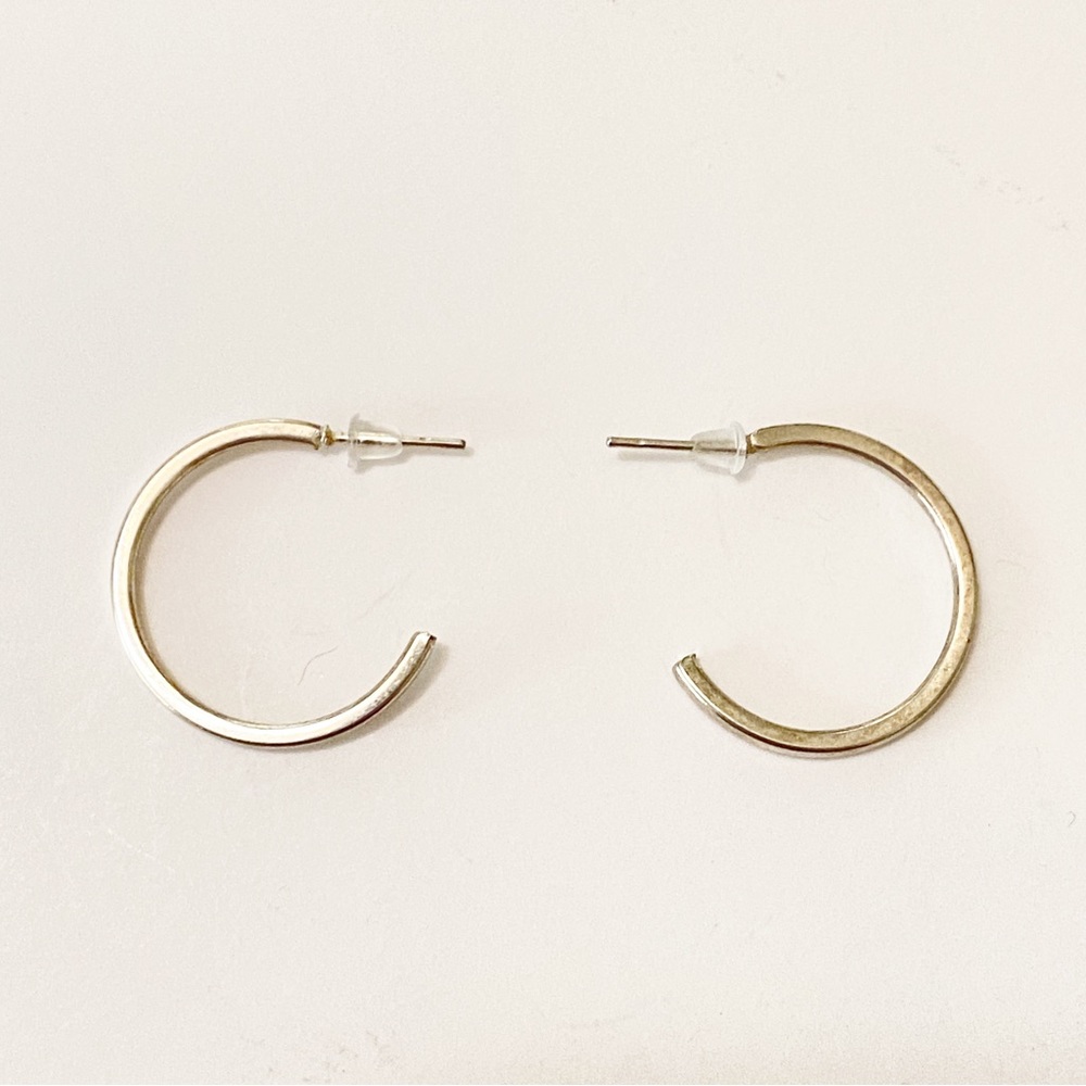 Vintage Earrings Half Loop Stud Silver Tone Stud - Picture 2 of 6